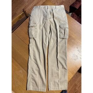 L.L.Bean Cargo Pants Mens 38x36 Khaki Cotton Twill Utility Outdoor‎